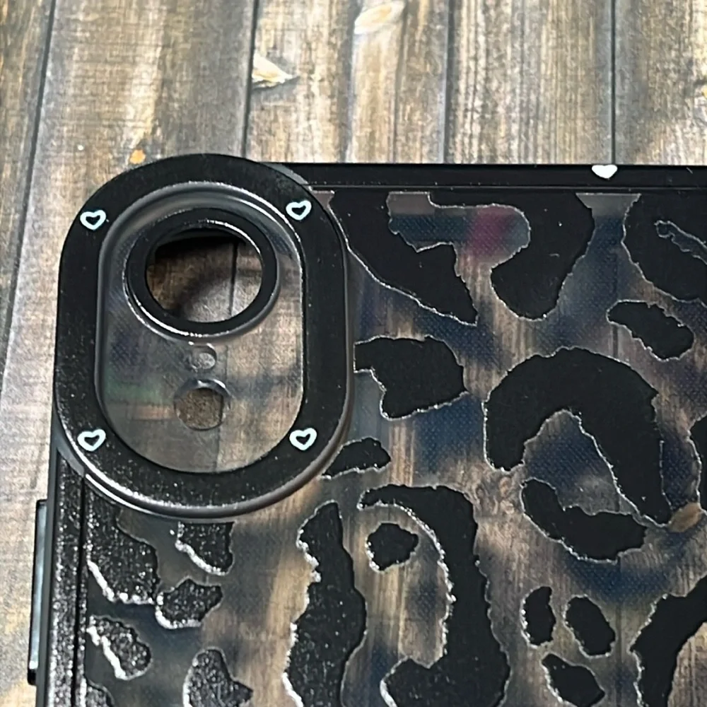 5for$10 Black Cheetah Print Transparent iPhone XR Phone Case With Screen